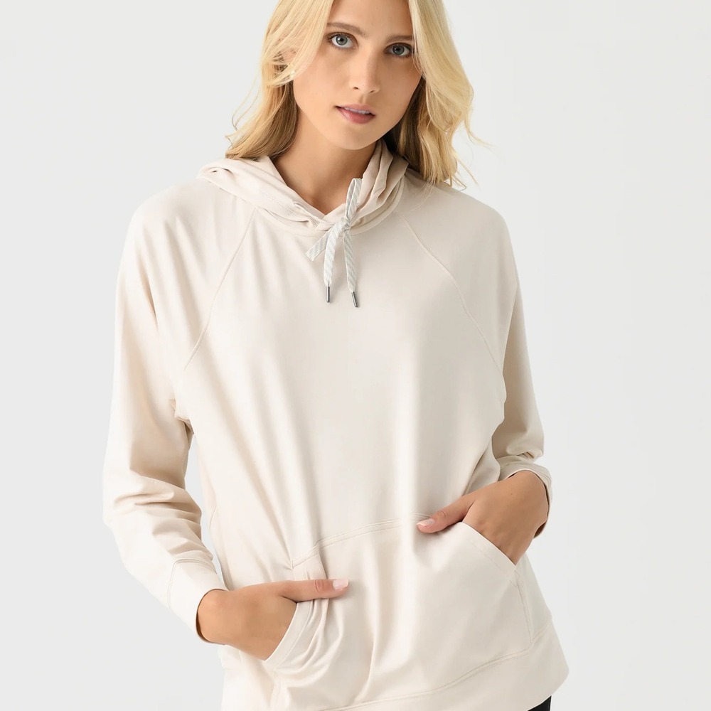 Vuori Women Halo Oversized Hoodie Cream Milkweed Heather Medium Athleisure Yoga